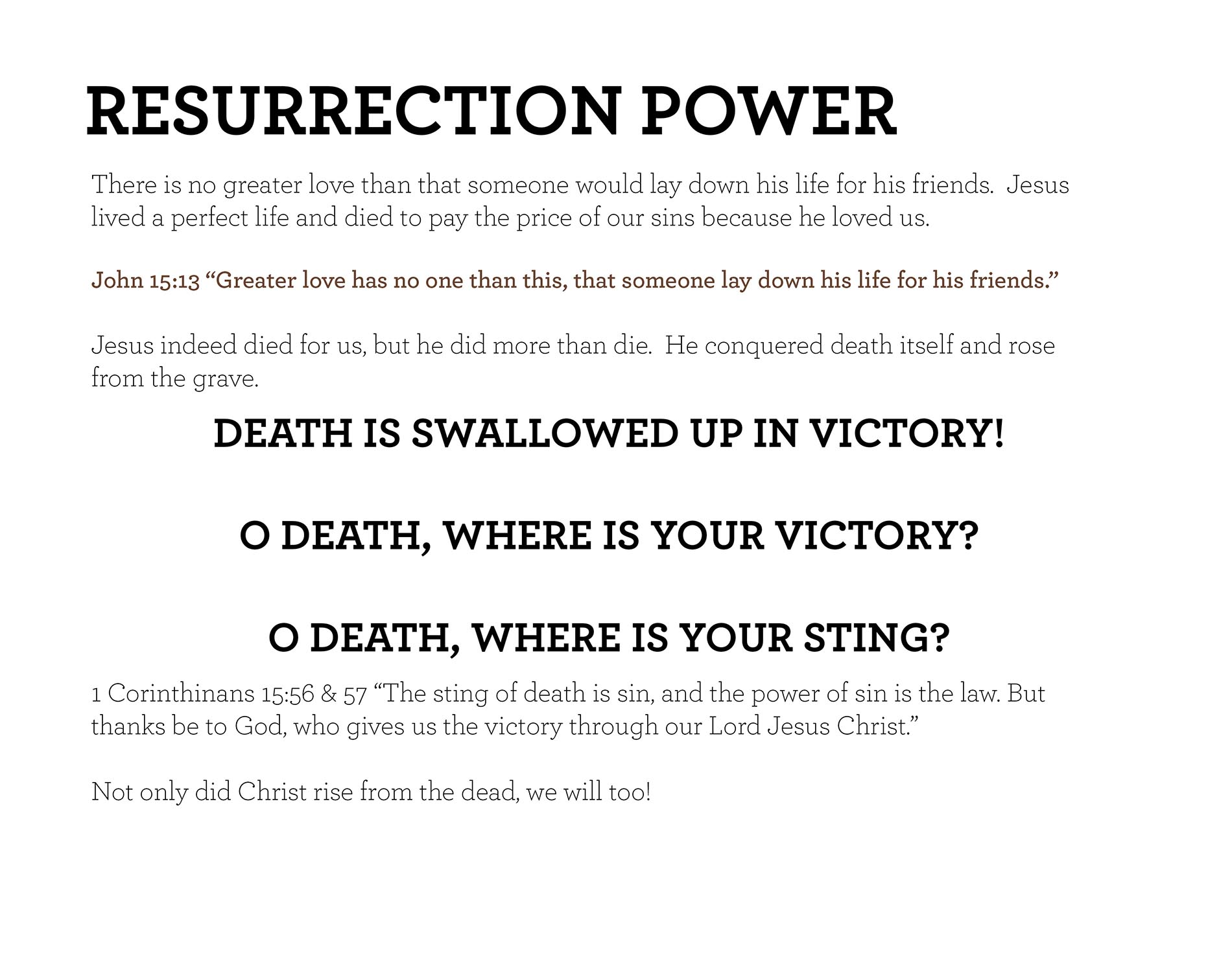 RESURRECTION POWER John 15:13